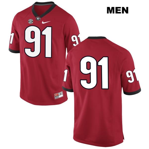 Georgia Bulldogs Men's David Marvin #91 NCAA No Name Authentic Red Nike Stitched College Football Jersey SNF5356SO